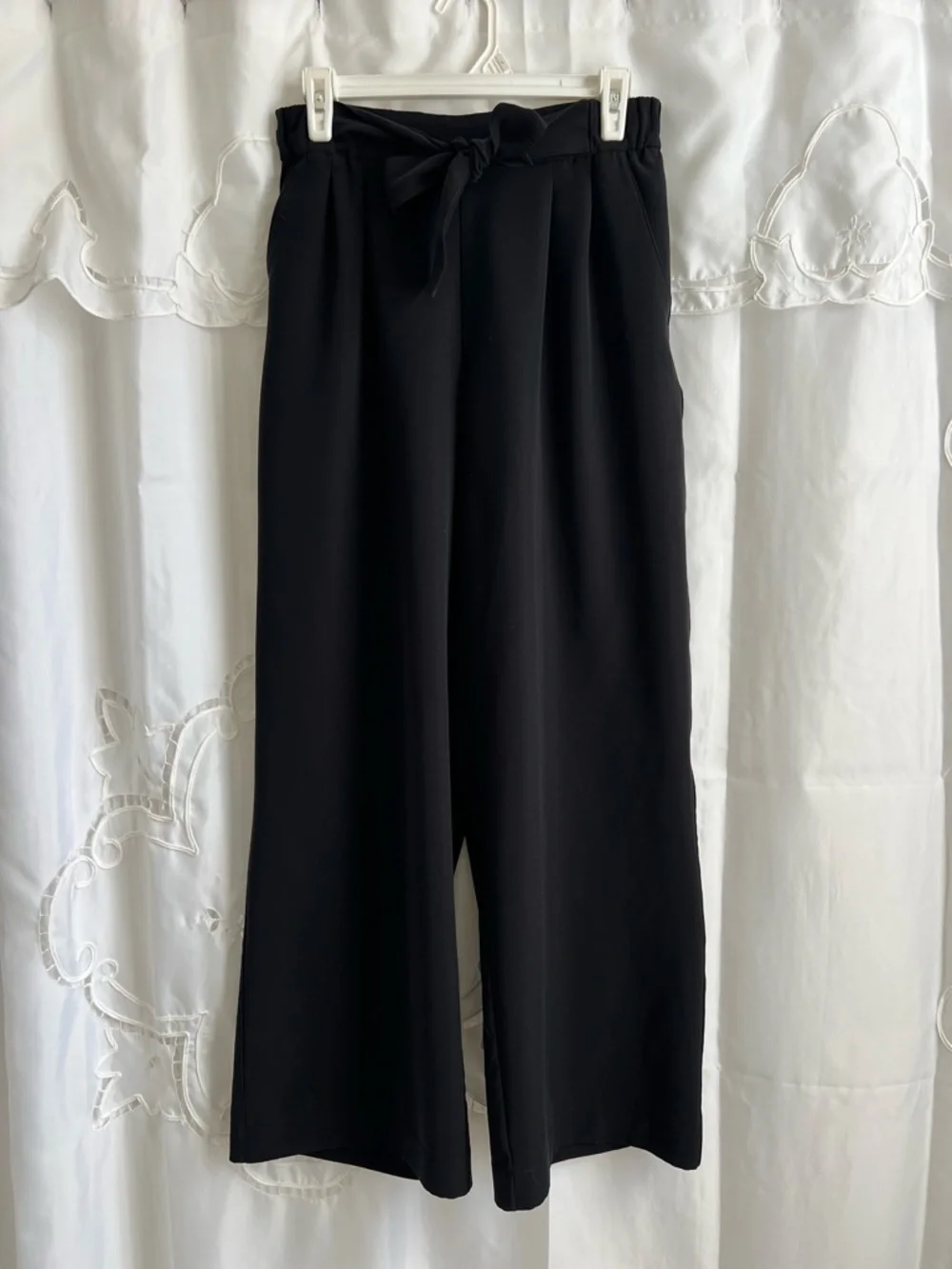 Lululemon Noir Woven Wide Leg Pants Black High Rise Office Career Size 8